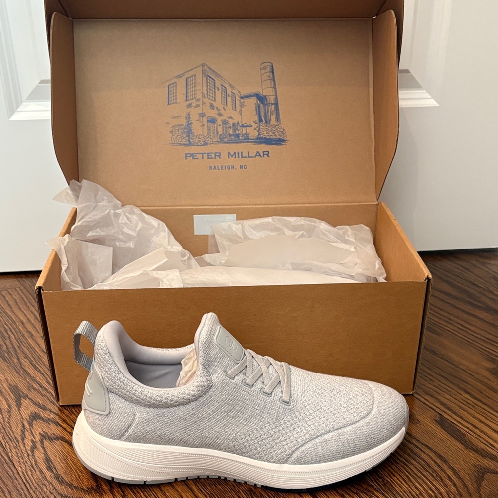Peter Millar Light Gray Knit Sneakers